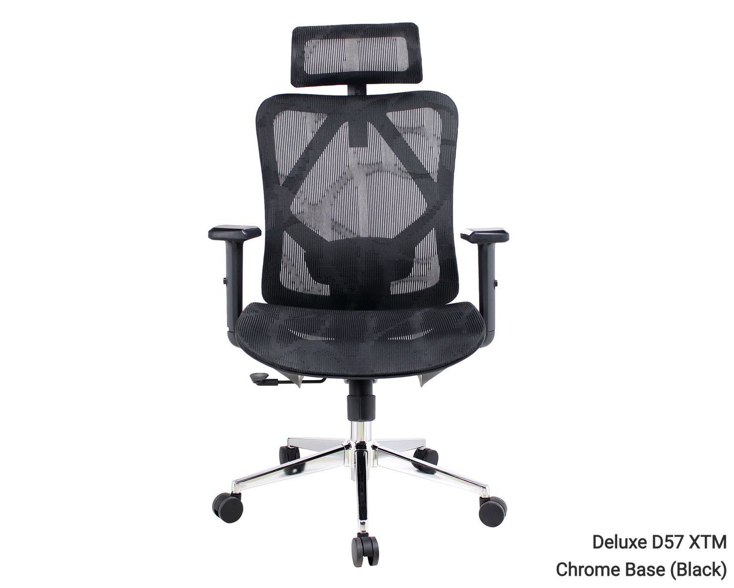 Ofix Deluxe-D57 XTM Full Mesh without Seat Slide Chrome Base (2D Lumbar Support) (Black) 1 Year Warranty, Model:: Deluxe D57 XTM Chrome Base, w/o Seat Slide (Black)