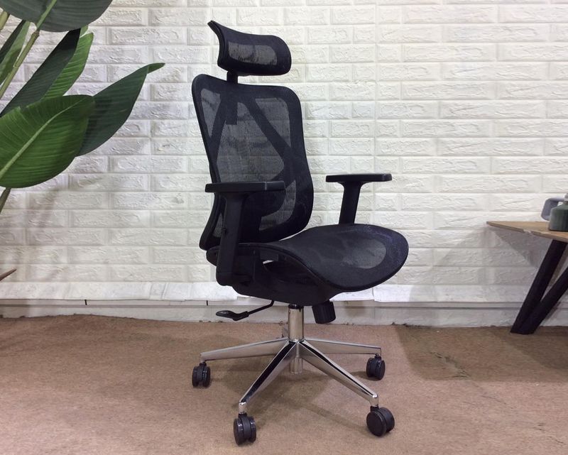 Ofix Deluxe-D57 XTM Full Mesh without Seat Slide Chrome Base (2D Lumbar Support) (Black) 1 Year Warranty