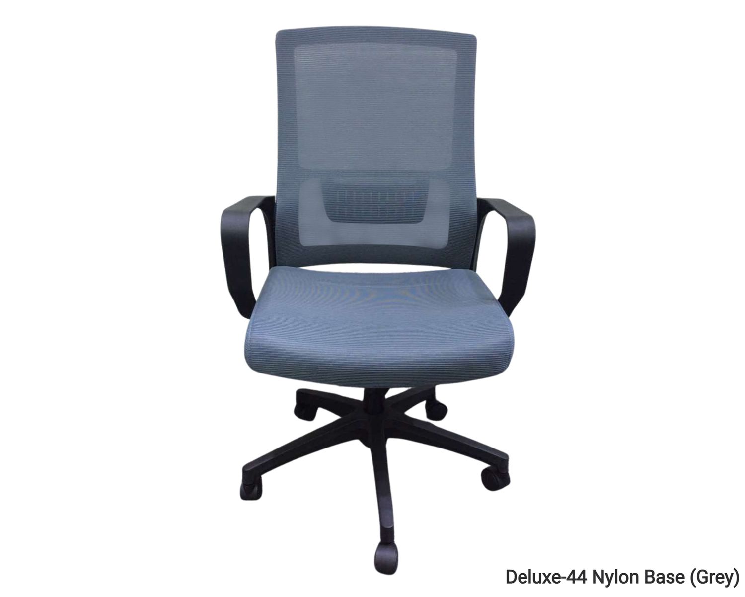 Ofix  Deluxe 44 / Deluxe-44H Nylon Base Mid Back Chair  (Black, Grey), Color: Deluxe-44 Nylon Base (Grey)
