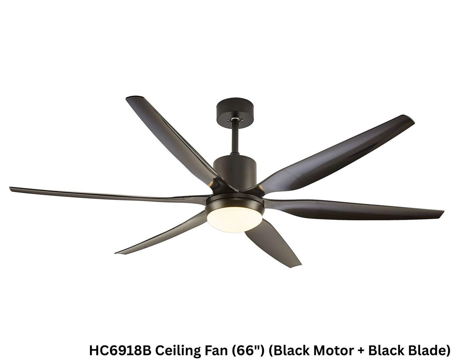 MYKE Ceiling Fan (66") (Black) (2 yrs Warranty), Model/ Color: HC6918B Ceiling Fan (66") (Black Motor + Black Blade)