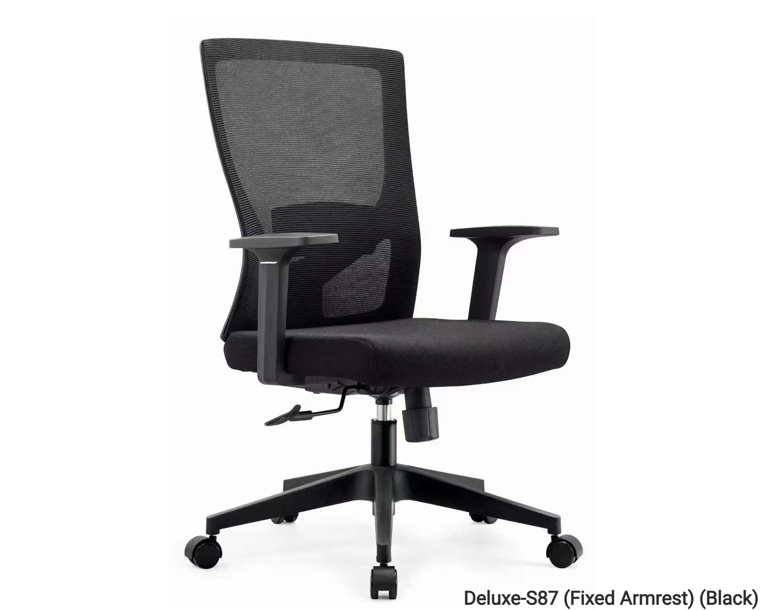 Ofix Deluxe-S87 (Fixed Armrest / 3D Armrest) (Mid Back / High Back) Mesh Chair (Black), Model: Deluxe-S87 Fix Armrest Mid Back Chair (Black)