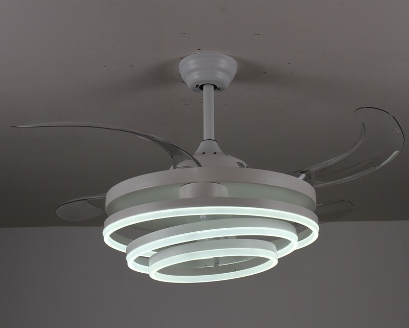 MYKE Ceiling Fan/Chandelier (42") (White, Gold) (2 yrs Warranty)