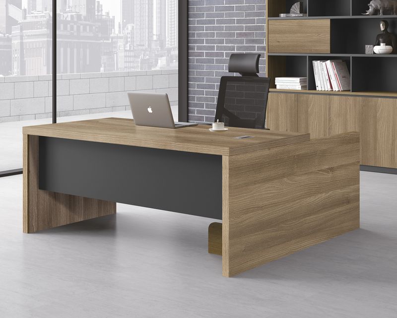 Ofix CT202Y Executive Desk with Side Cabinet (Walnut)