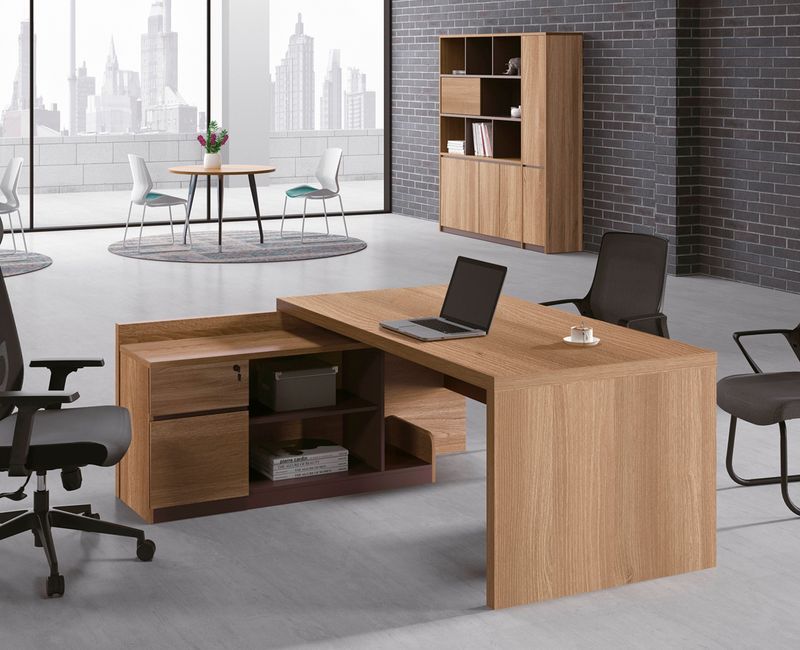 Ofix CT202Y Executive Desk with Side Cabinet (Walnut)
