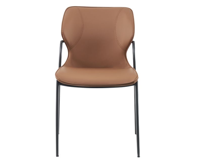Ofix Dahlia PU Seat Metal Leg Dining Chair (Brown)