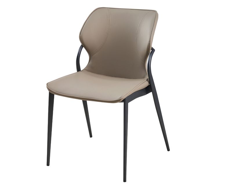 Ofix Dahlia PU Seat Metal Leg Dining Chair (Brown, Beige)