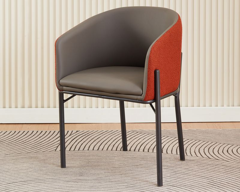 Ofix Calla PU/ Fabric Seat Metal Leg Dining Chair (Grey+Orange, Beige)