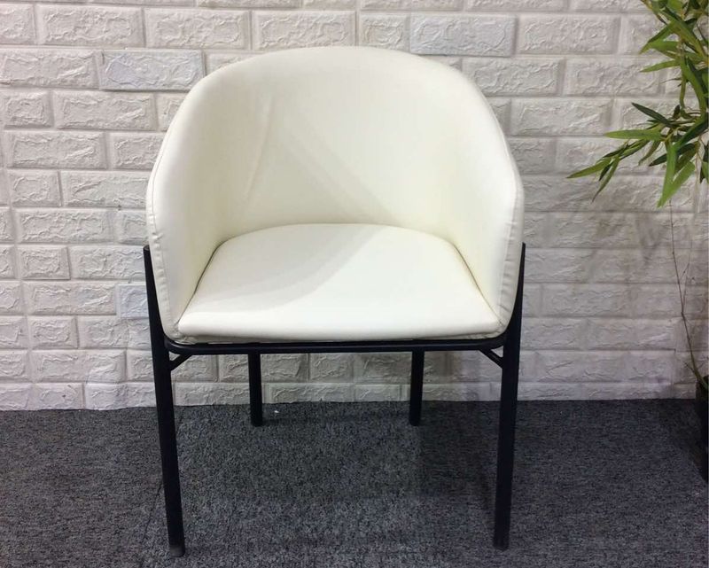 Ofix Calla Fabric / PU Leather Seat Metal Leg Dining Chair (Beige)