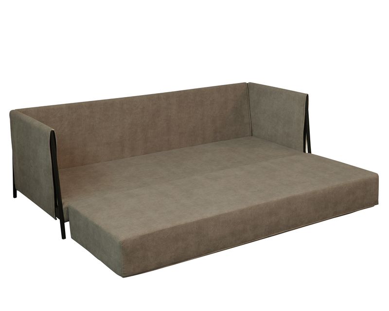 Flotti 3-Seater Capucine Convertible Sofa with Flip-Out Bed and Four Pillows (Light Grey, Light Brown)