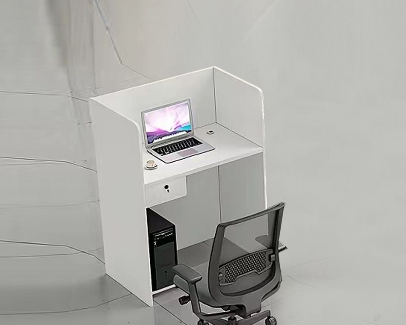 Ofix WS380Q Workstation Partition Cubicle with Fixed Drawer &amp; CPU Trolley (1 Seater, 4-Seater) (White) (Chair is not Included)