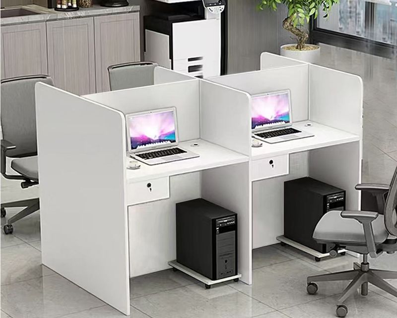 Ofix WS381Q Workstation Partition Cubicle with Fixed Drawer &amp; CPU Trolley (2-Seater, 4-Seater, 6-Seater) (White) (Chair is not Included)
