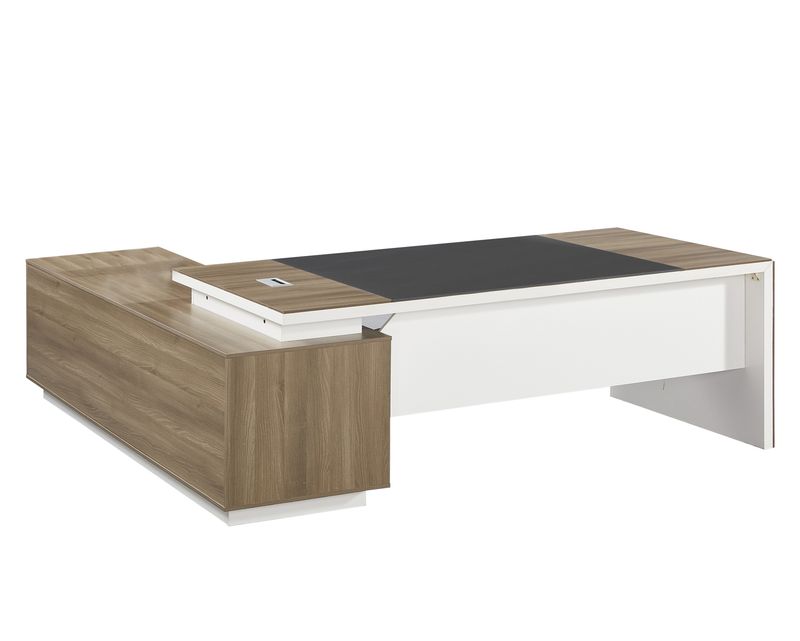 Ofix ET196Y Executive Desk with Side Cabinet (Walnut) (Chair is not Included)
