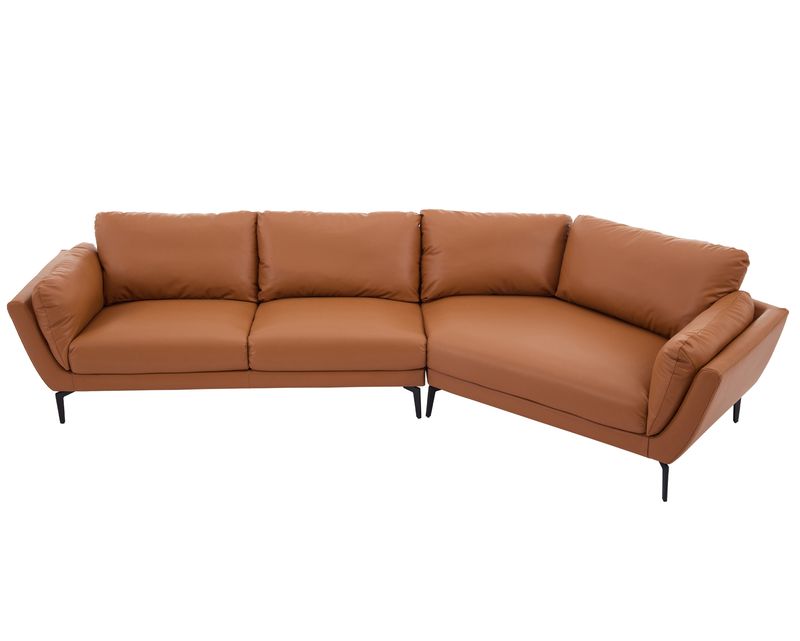 Flotti Nicolette Air Leather Corner Premium Sofa (Golden Brown, Black)