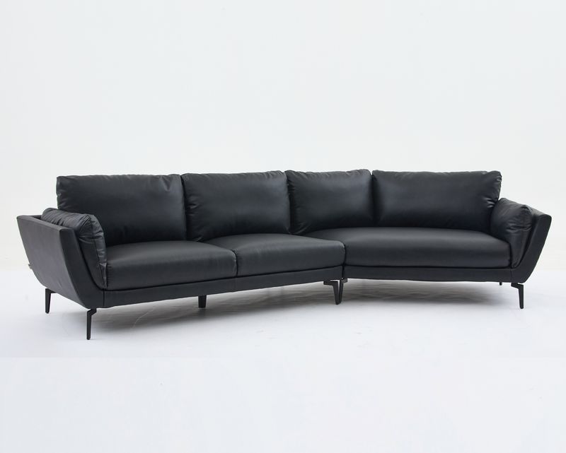 Flotti Nicolette Air Leather Corner Premium Sofa (Golden Brown, Black)