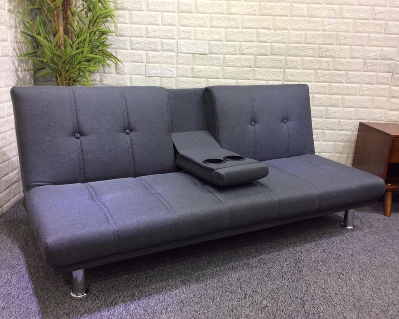 Flotti Everett Sofa Bed with 2 Cup Holder (Fabric)  (Grey)