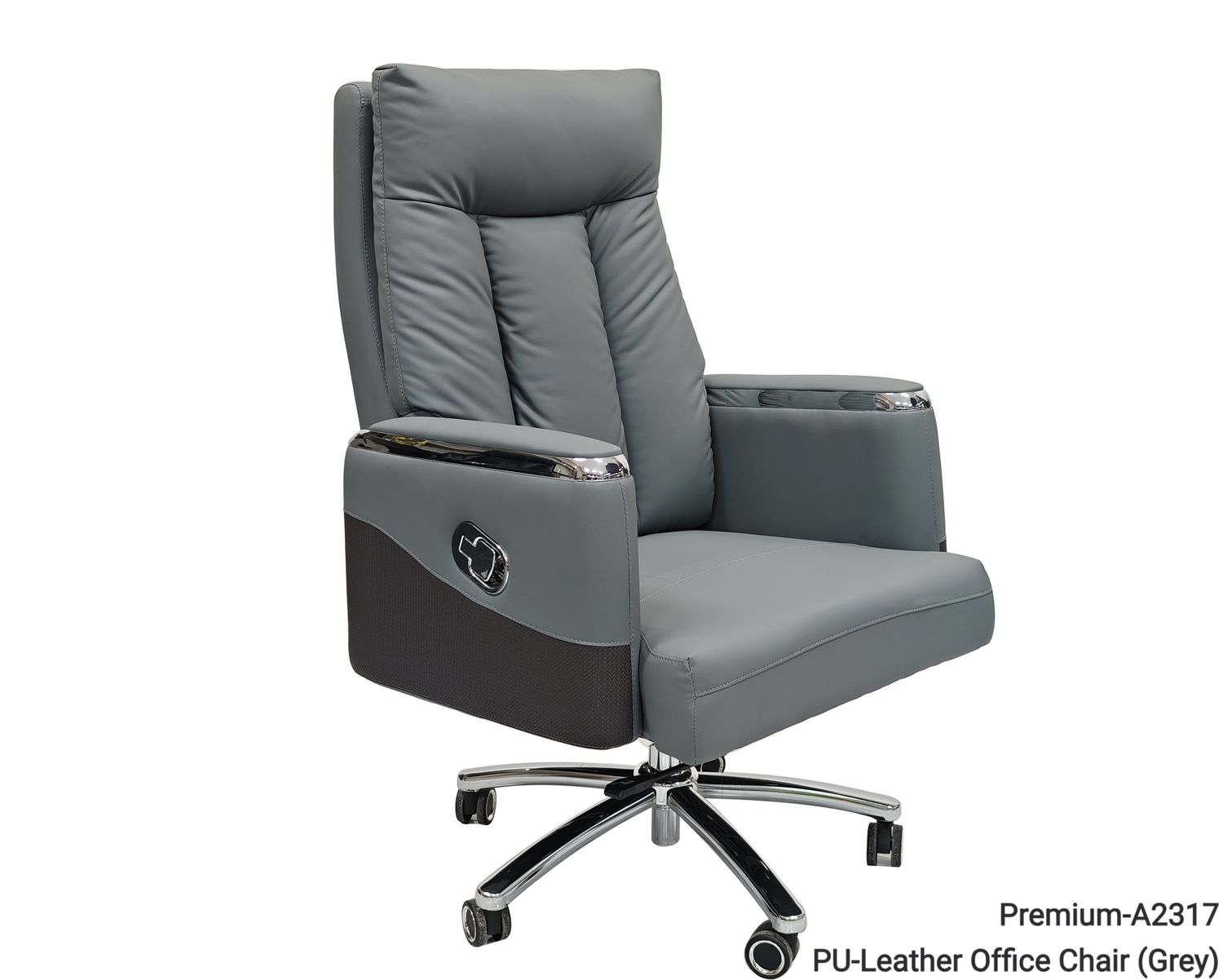Ofix Premium-A2317 PU-Leather Office Chair (Grey), Model: Premium-A2317 PU-Leather Office Chair (Grey)