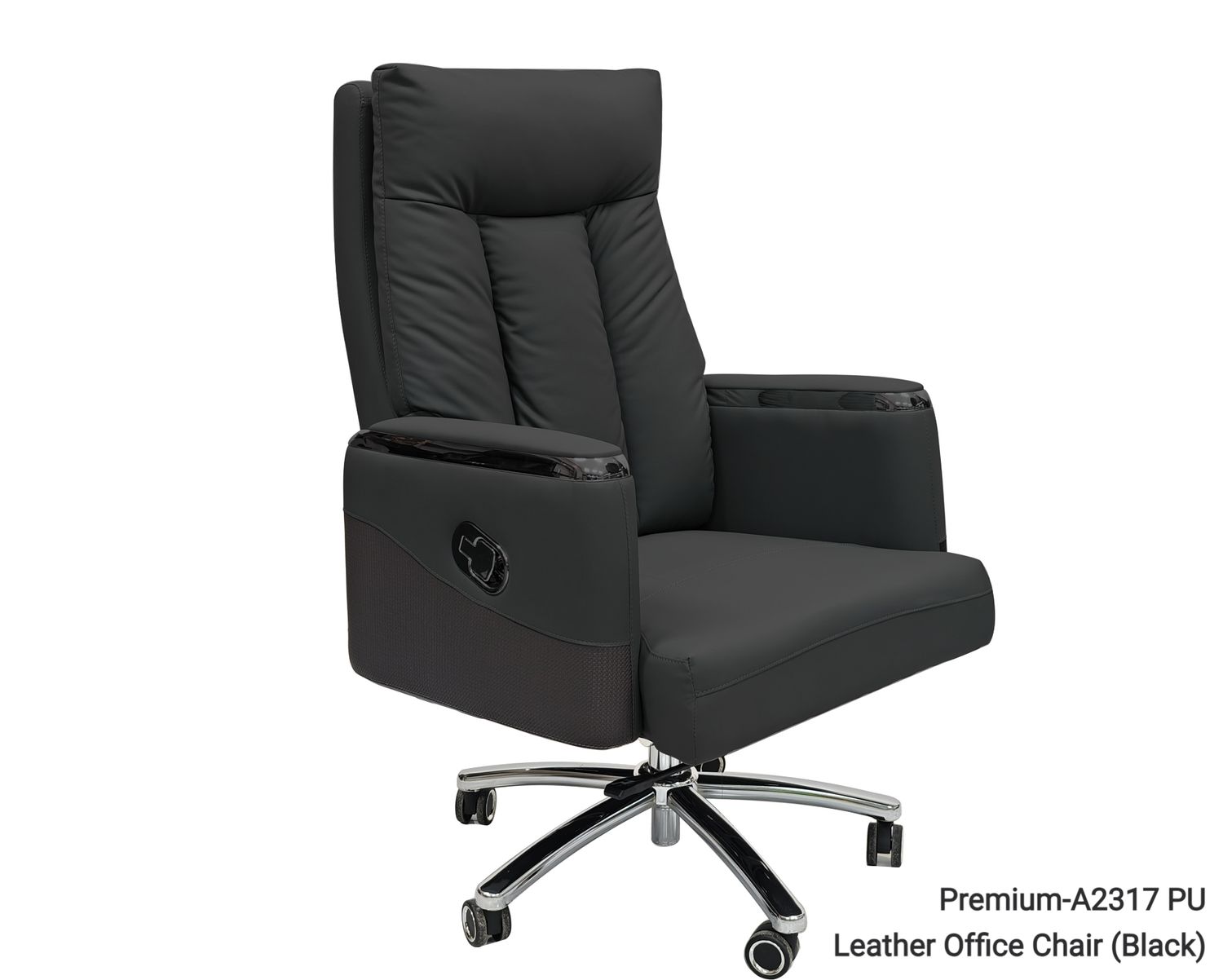 Ofix Premium-A2317 PU-Leather Office Chair (Black, Grey), Model: Premium-A2317 PU-Leather Office Chair (Black)