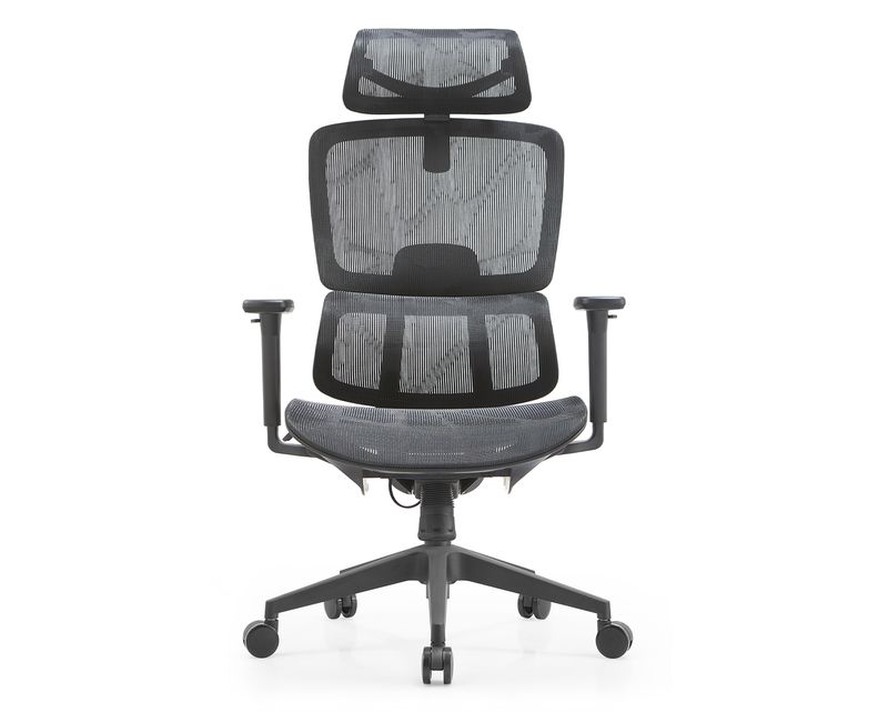 Ofix Deluxe LM-186A-QW High Back Full Mesh w/ Adjustable Headrest, 3D Armrest Office Chair (Black, Grey)