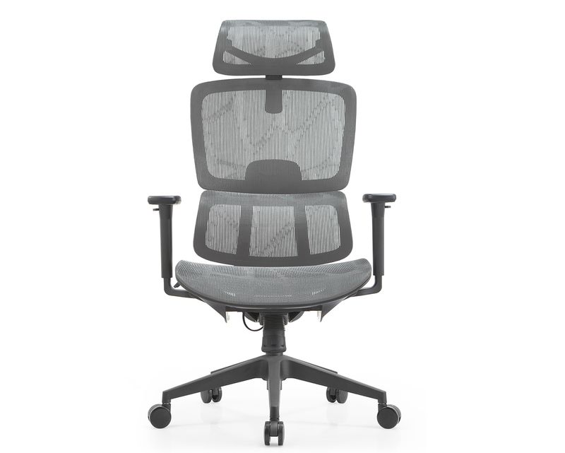 Ofix Deluxe LM-186A-QW High Back Full Mesh w/ Adjustable Headrest, 3D Armrest Office Chair (Black, Grey)