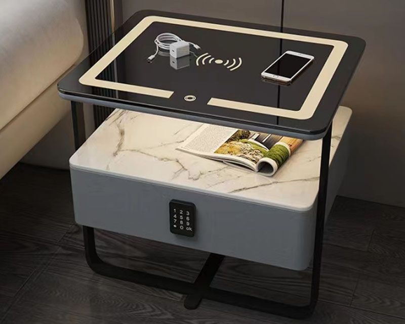 Ofix Aster w/ Security Lock Wireless Fast Charge, LED Light, Bedside Drawer