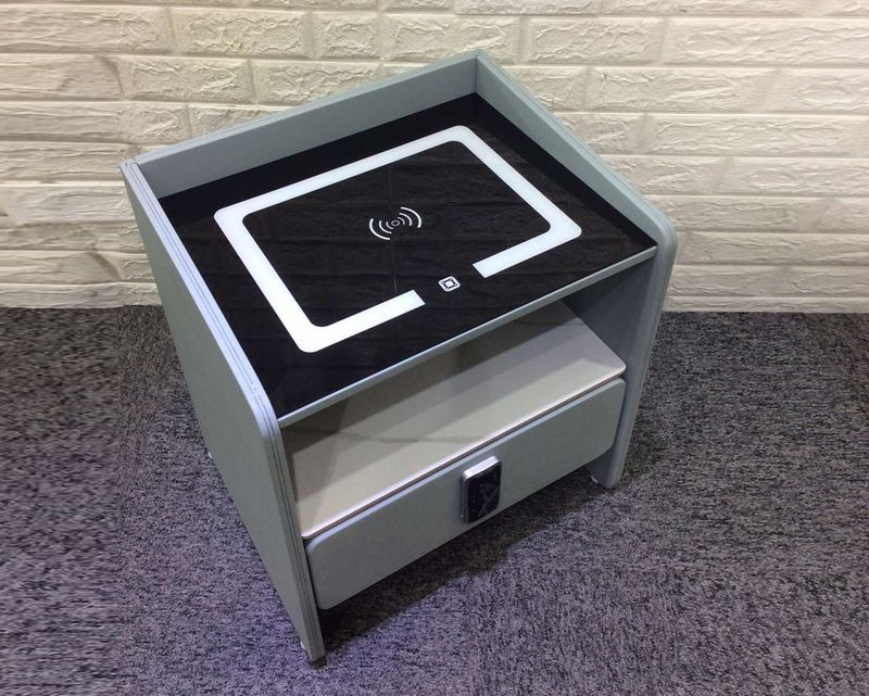 Ofix Iris w/ Security Lock Wireless Fast Charge, LED Light, USB Port, Bluetooth Audio Bedside Drawer