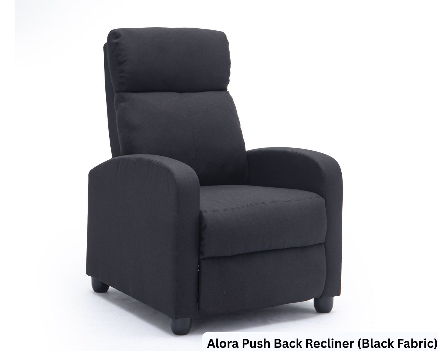 Flotti Alora Push Back Recliner (Brown, Black, Beige, Grey), Color: Alora Push Back Recliner (Black Fabric)