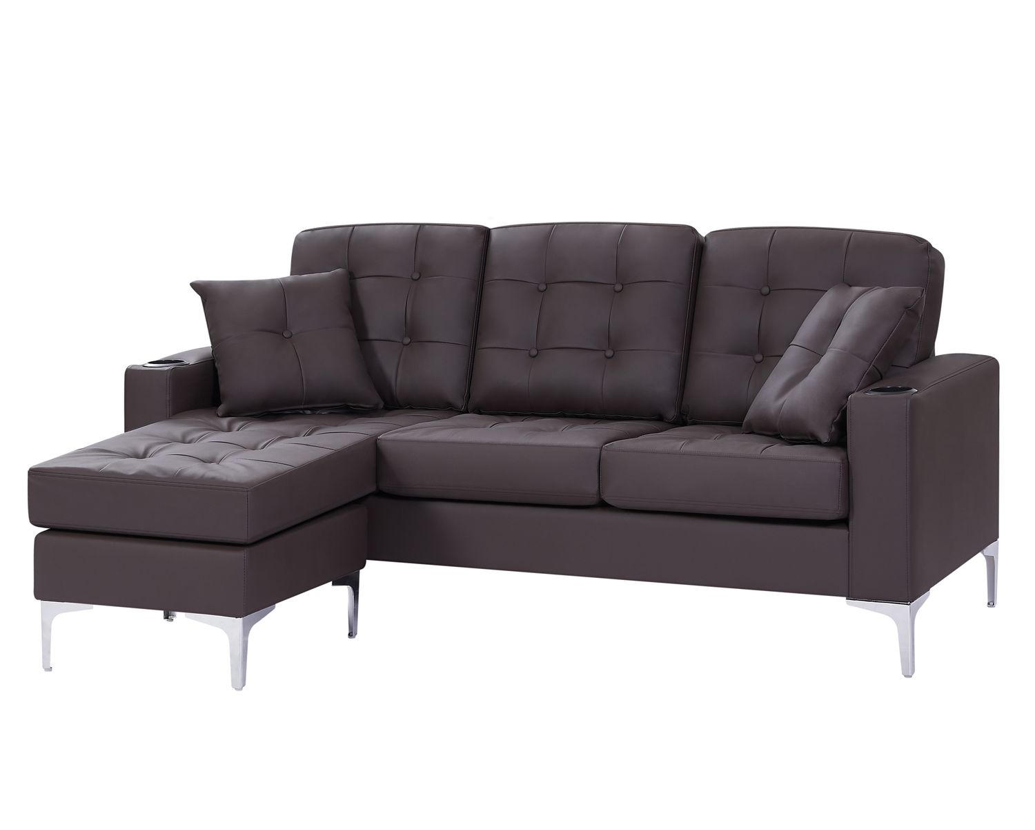 Flotti Sephora L-Shape With Cupholder, Two Pillows & Reversible Ottoman ...