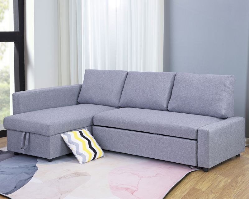 Flotti Starplus Convertible L-Shape Sofa with Pull-Out Bed and Storage (Grey)