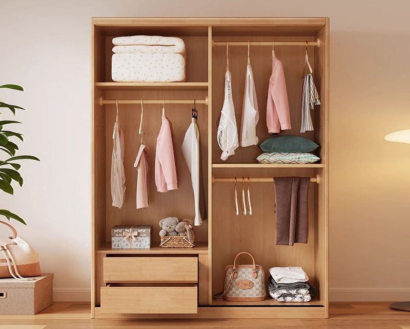 Ofix Felix Solid Thailand Rubberwood 2-Door Wardrobe (160*60-Sliding Door)