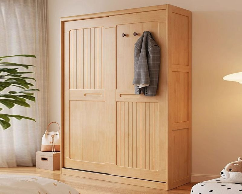Ofix Felix Solid Thailand Rubberwood 2-Door Wardrobe (160*60-Sliding Door)
