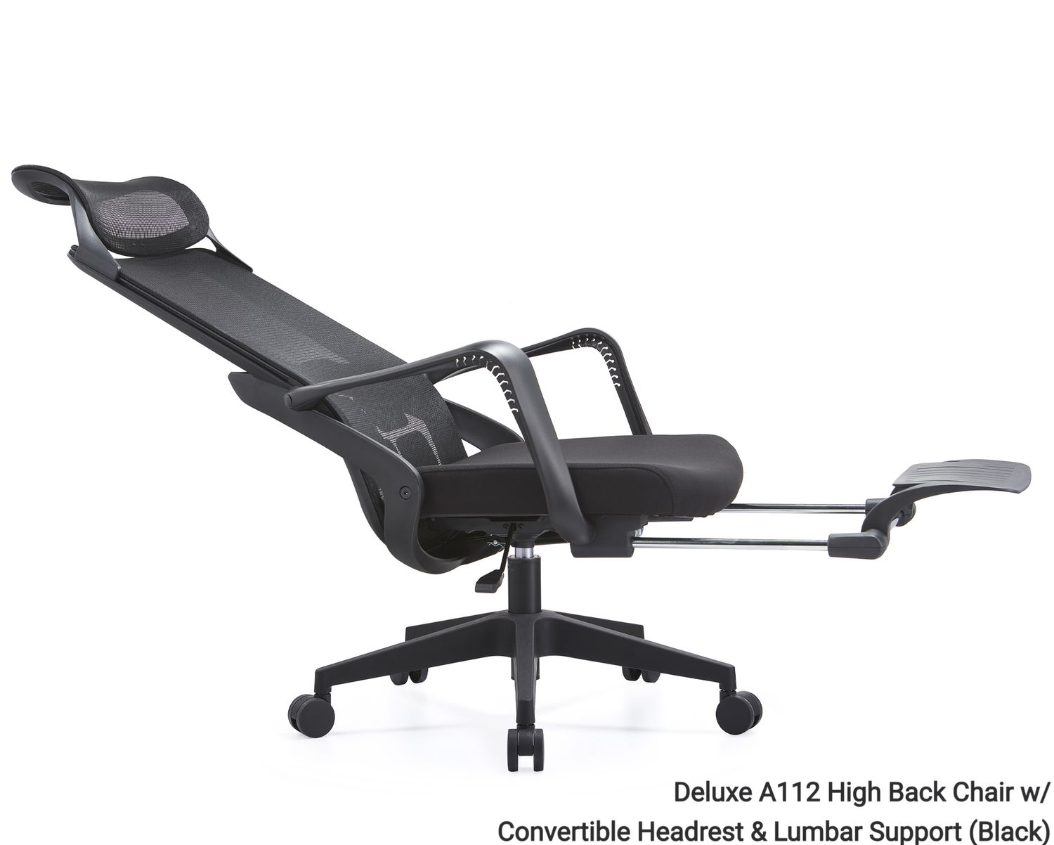 Ofix Deluxe A112/ Deluxe A112-HS High Back Chair w/ Convertible Headrest &amp; Lumbar Support (Black, Grey), Color:: Deluxe A112 High Back Chair w/ Convertible Headrest &amp; Lumbar Support (Black) (Best Seller-Limited Stock)