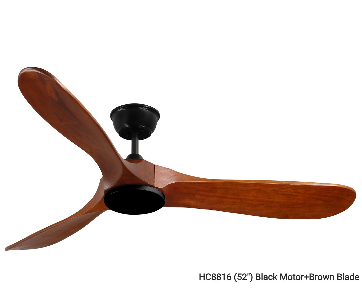 MYKE Ceiling Fan (52", 60") (Black) (No Lamp) (2 yrs Warranty), Color/ Size: HC8816 (52") Black Motor+Brown Blade