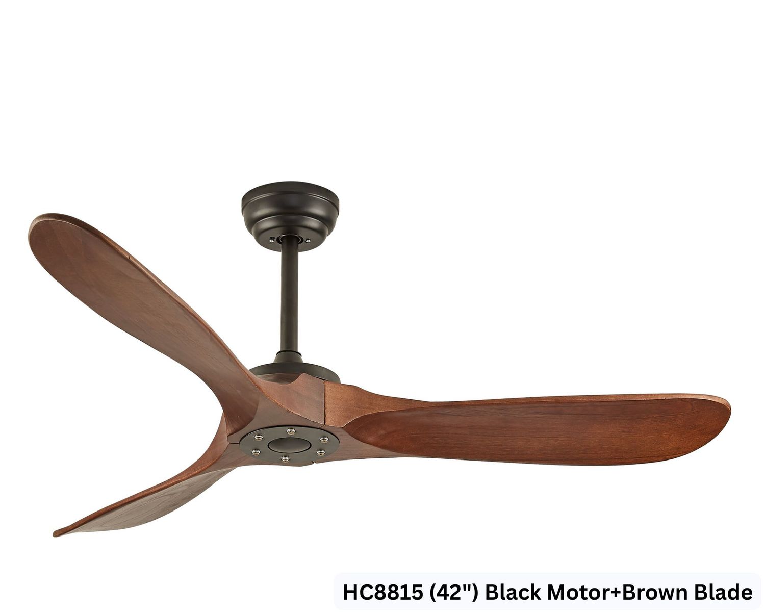 MYKE Ceiling Fan (42", 52") (Brown) (No Lamp) (2 yrs Warranty), Color/ Size: HC8815 (42") Black Motor+Brown Blade