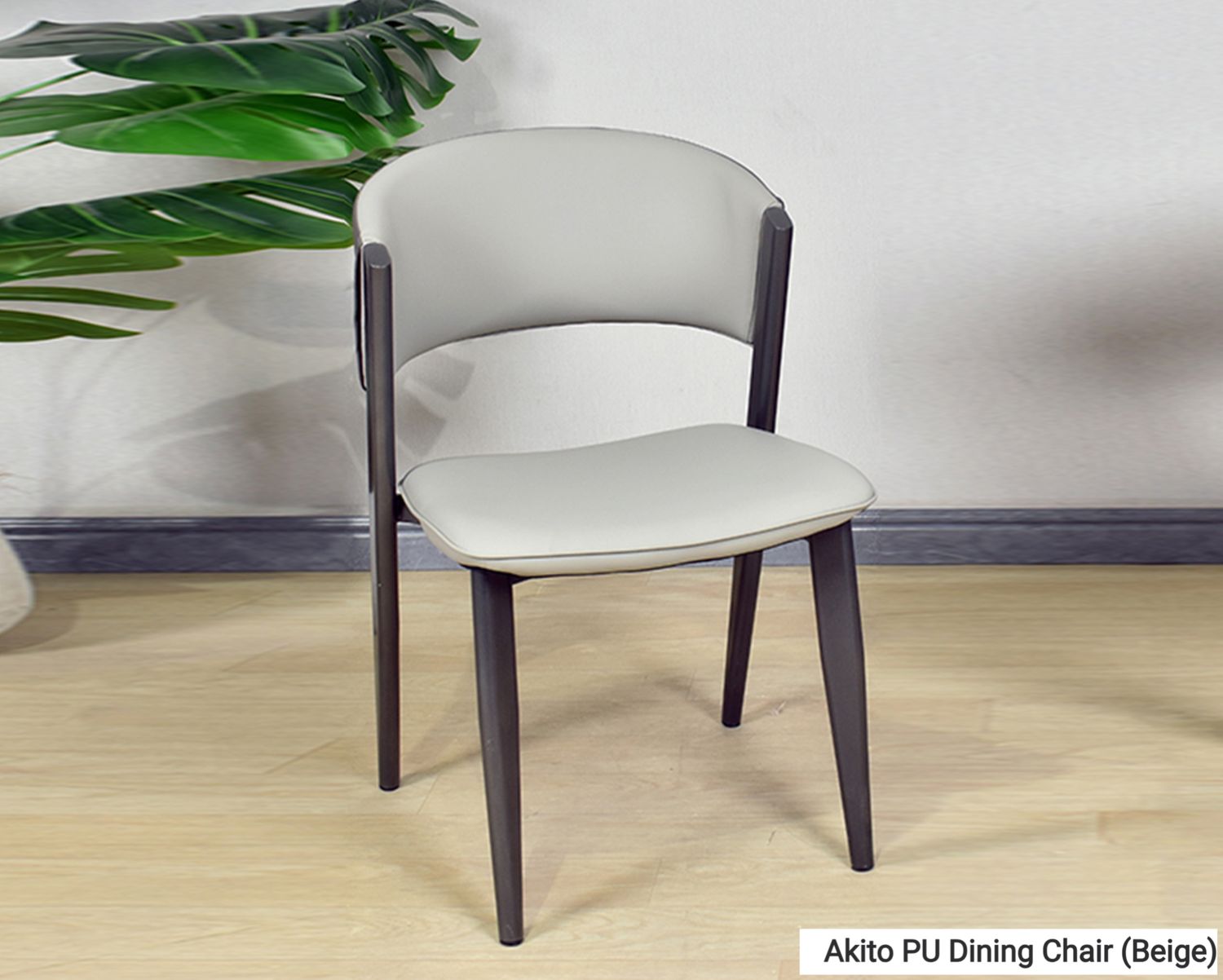 Ofix Akito PU Seat Metal Leg Dining Chair (Beige), Model: Akito PU Leg Dining Chair (Beige)
