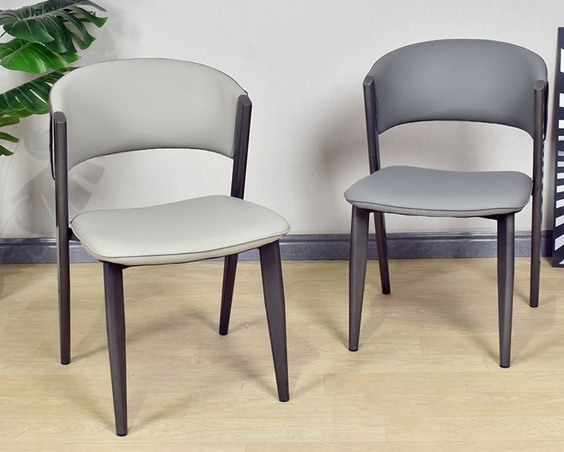 Ofix Akito PU Seat Metal Leg Dining Chair (Beige, Grey)