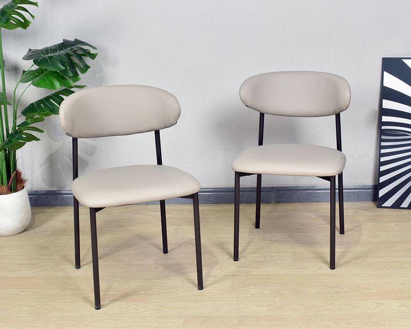 Ofix Ayaka PU Seat Metal Leg Dining Chair (Beige)