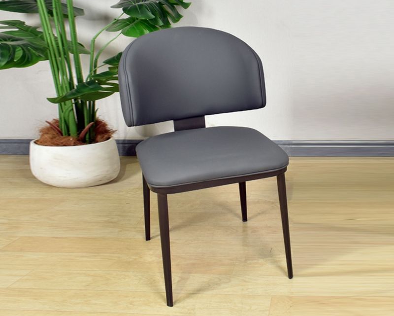 Ofix Magnus PU Seat Metal Leg Dining Chair (Grey)