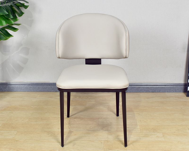 Ofix Magnus PU Seat Metal Leg Dining Chair (Beige)