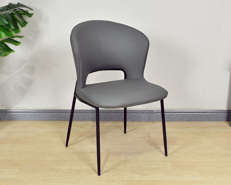 Ofix Filip PU Seat Metal Leg Dining Chair (Grey, Beige)