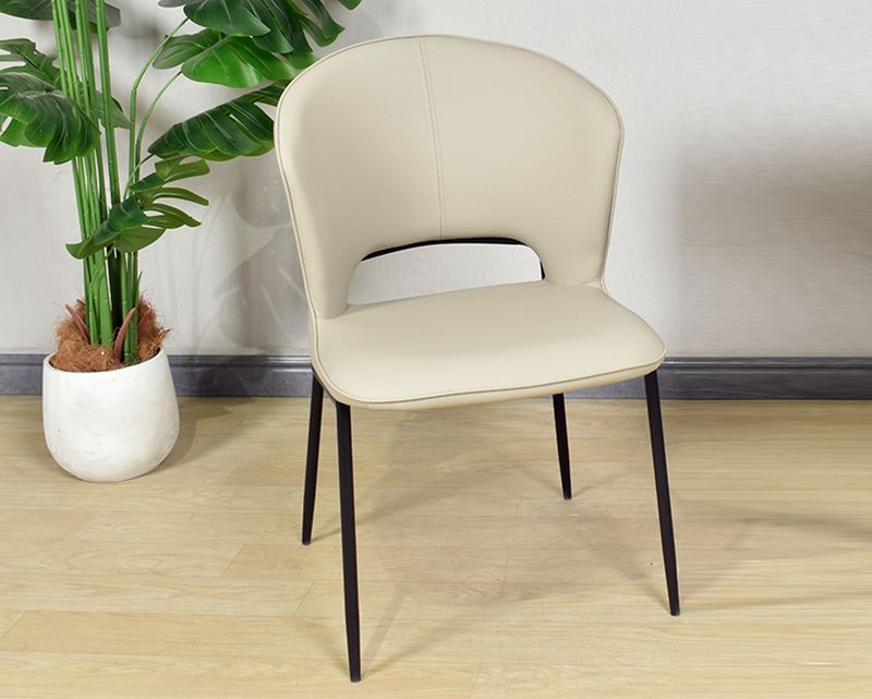 Ofix Filip PU Seat Metal Leg Dining Chair (Grey, Beige)