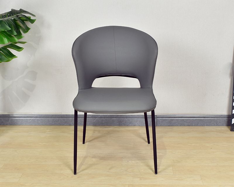 Ofix Filip PU Seat Metal Leg Dining Chair (Beige, Grey)