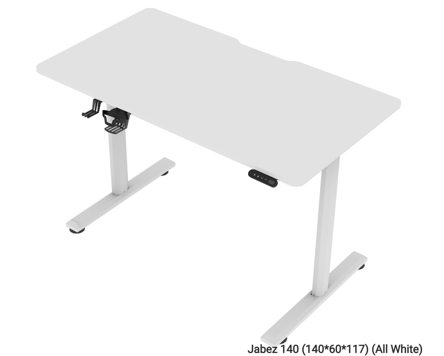 OFX Jabez 140 Gaming Electric Height Adjustable Single Motor Desk (140*60) (Black, White), Table Top: Jabez 140 (140*60*117) (All White) (Best Seller-Limited Stock)