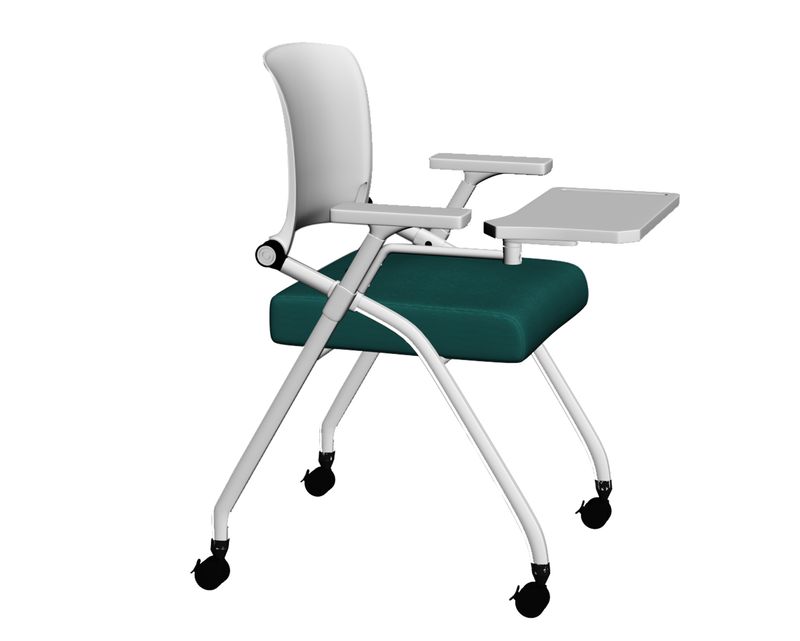 Ofix Deluxe-62 School Chair With Wheels (White+Green)