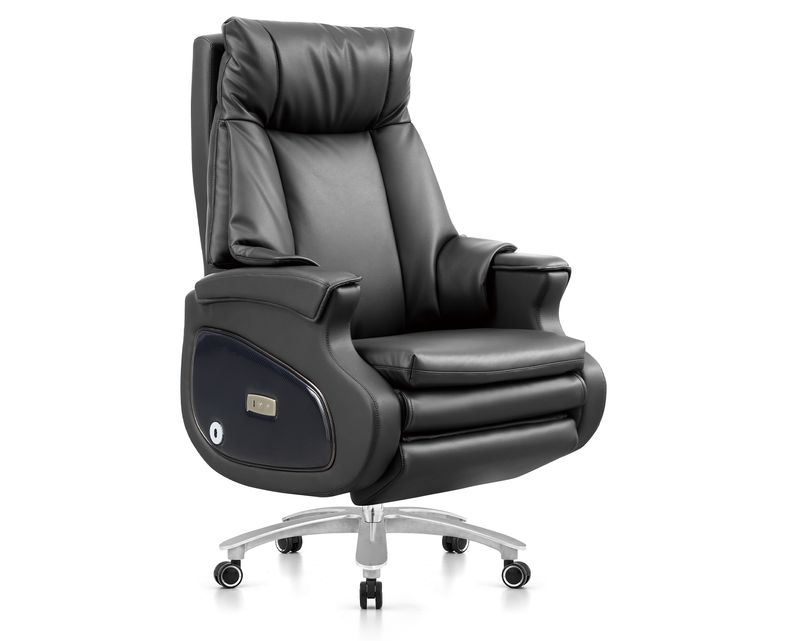 Ofix CEO Midori E-Powered with Footrest High Quality Office Chair Cowhide Leather (Black)