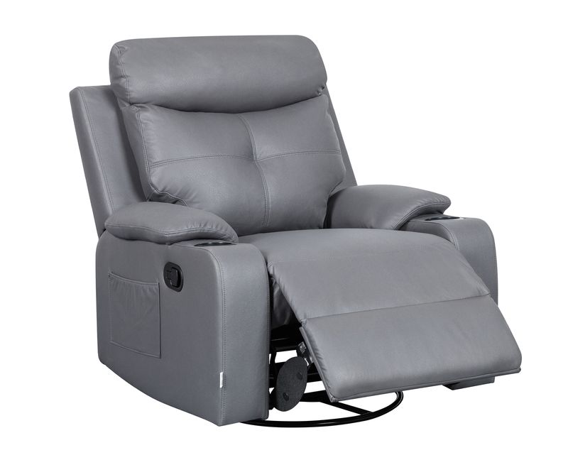 Flotti Cinema Manual Recliner with Rocking &amp; Swivel with Cup Holder and Side Pocket  (Grey)