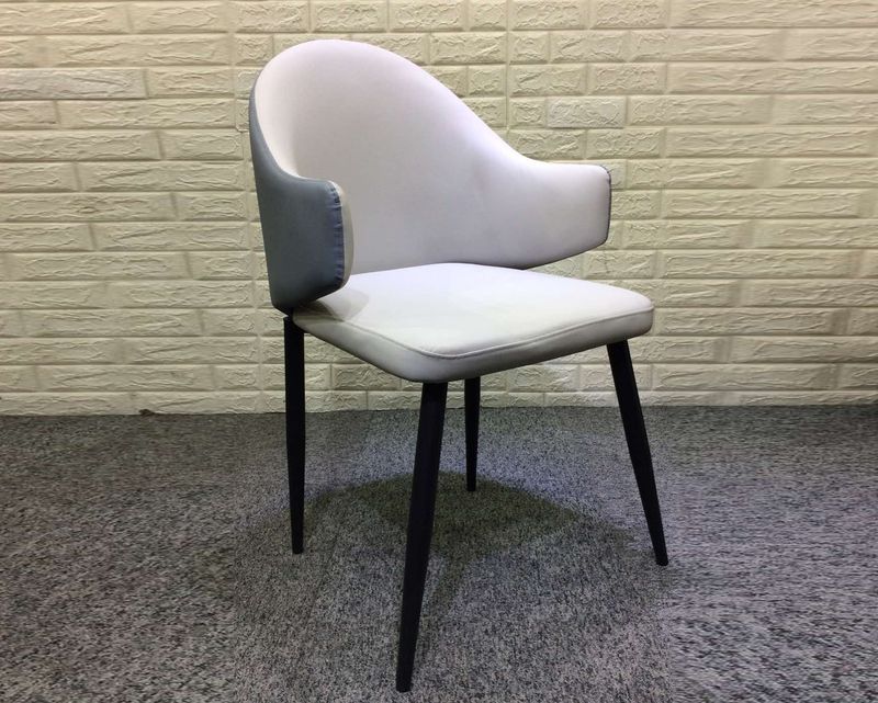 Ofix Shoda PU Seat Metal Leg Dining Chair (Beige+Grey)
