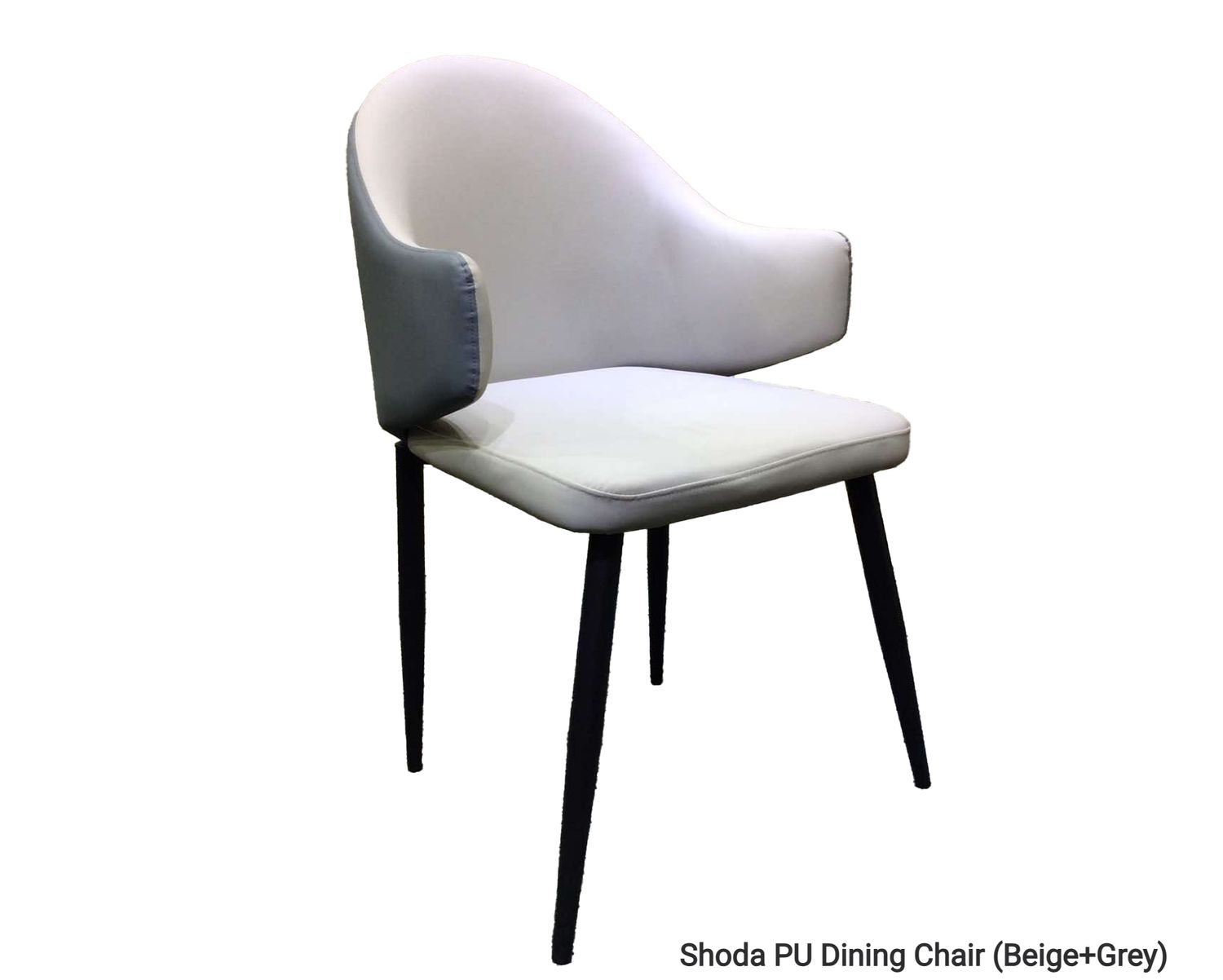 Ofix Shoda PU Seat Metal Leg Dining Chair (Beige+Grey), Model: Shoda PU Dining Chair (Beige+Grey)