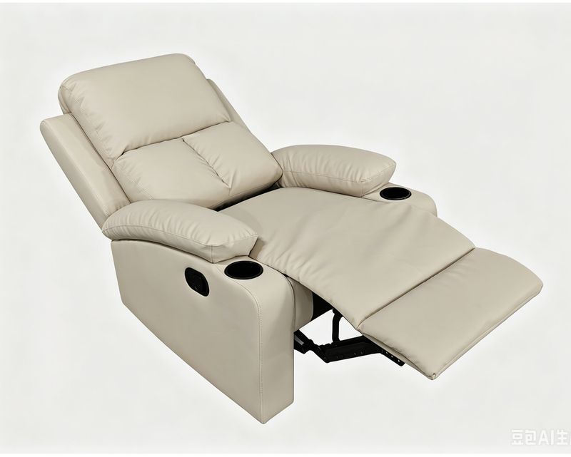 Flotti Omega-M Manual Recliner with Cup Holder (Fabric/ PU Leather)(Grey, Brown, Beige)