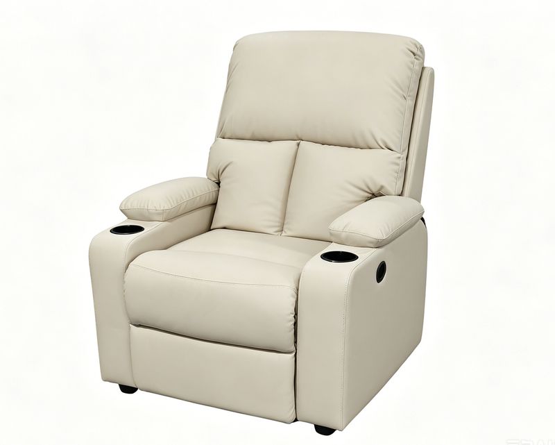 Flotti Omega-M Manual Recliner with Cup Holder (Fabric/ PU Leather)(Grey, Brown, Beige)