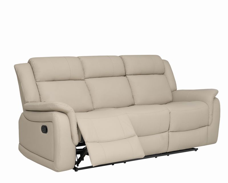 Flotti Giovanna 3-Seater PU Leather Gel (Manual Recliner) (Khaki, Black)